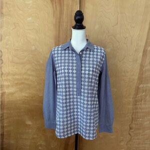 LOFT chambray summer weight long sleeve blouse